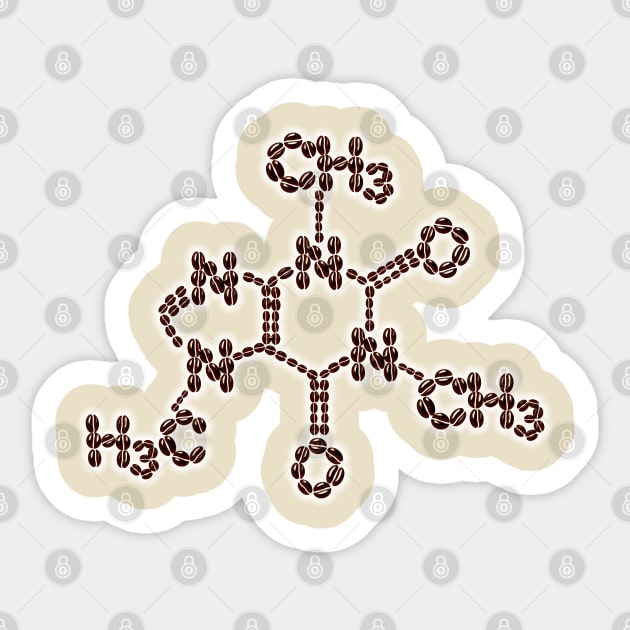 Caffeine Molecule Sticker by Anastasiya Malakhova